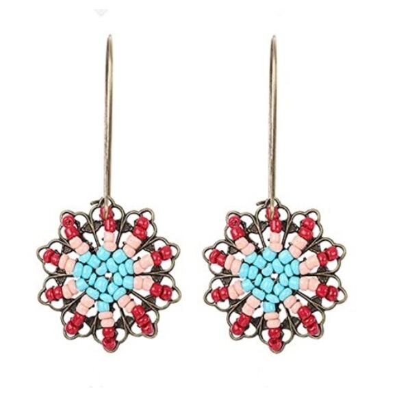 Boho Copper Beaded Earrings - Picture 1 of 1